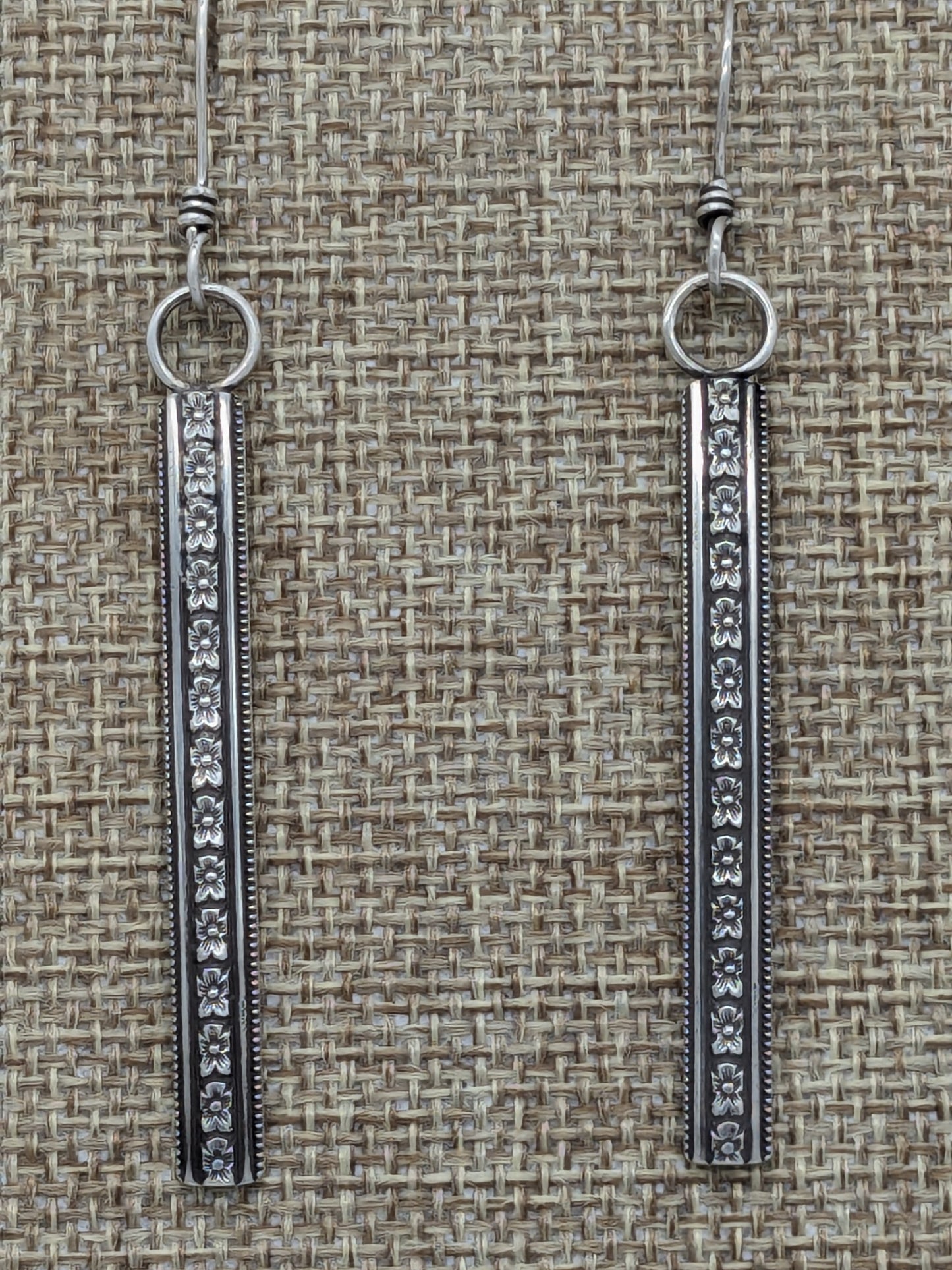 Decorative Silver Bar Earring