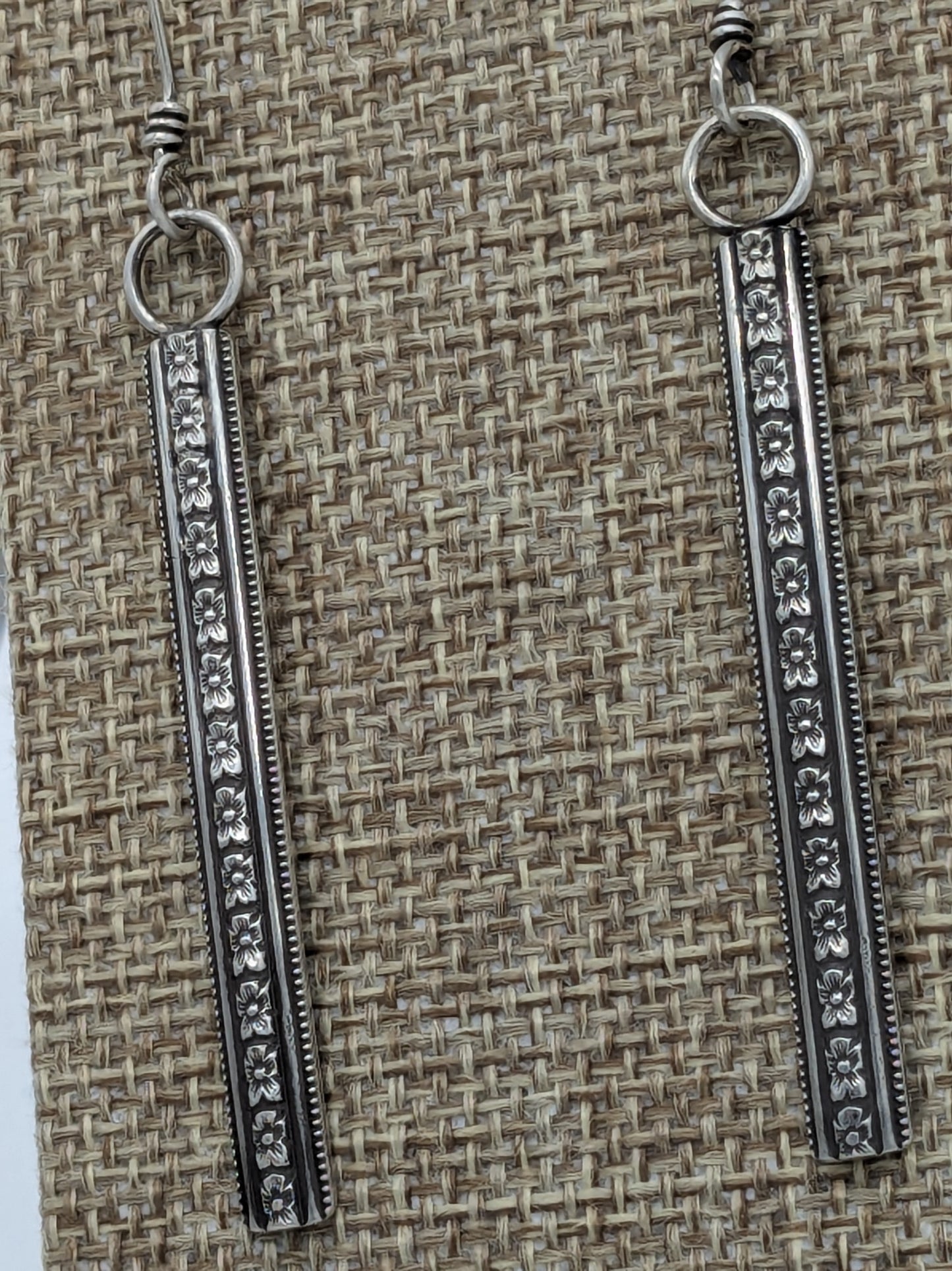 Decorative Silver Bar Earring